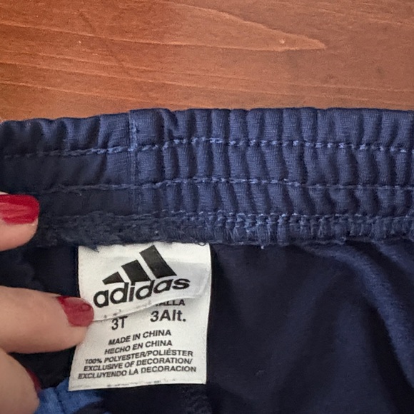 Adidas Kids Dark Blue Joggers with Neon Green Logo - Picture 3 of 3